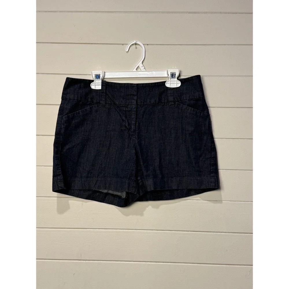 Ann Taylor Signature Dark Wash Denim Shorts Women Size 2 Button Fly‎ Belt Loops